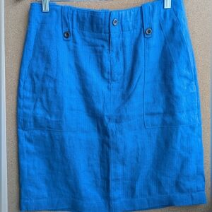 J.Crew Blue Linen Safari Skirt 6P - Coastal Grandma - Summer Workwear